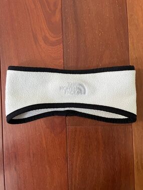 The North Face White Fleece Headband with Black Trim